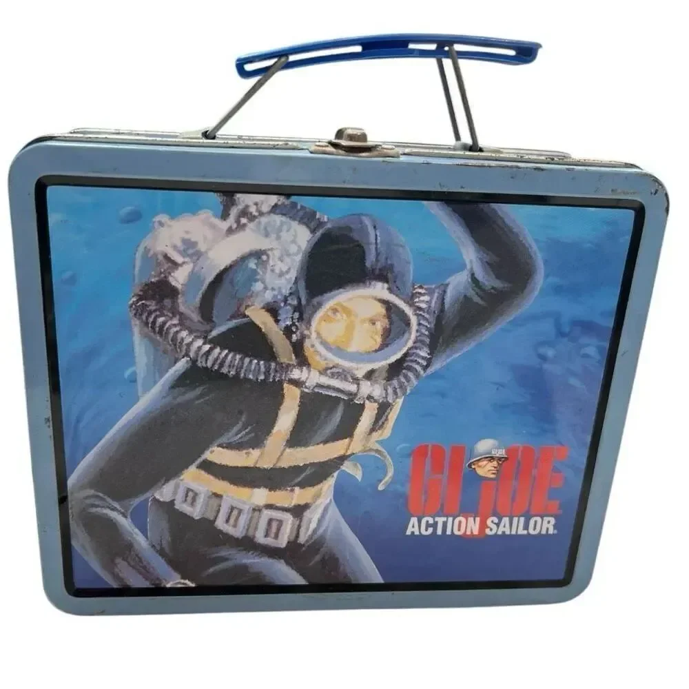Vintage Hasbro Kids G.I. Joe Action Sailor Tin Box Metal Lunchbox Blue Multi OS